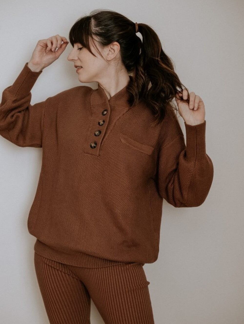 Lunya Pocket Henley Size XS/S in brown
